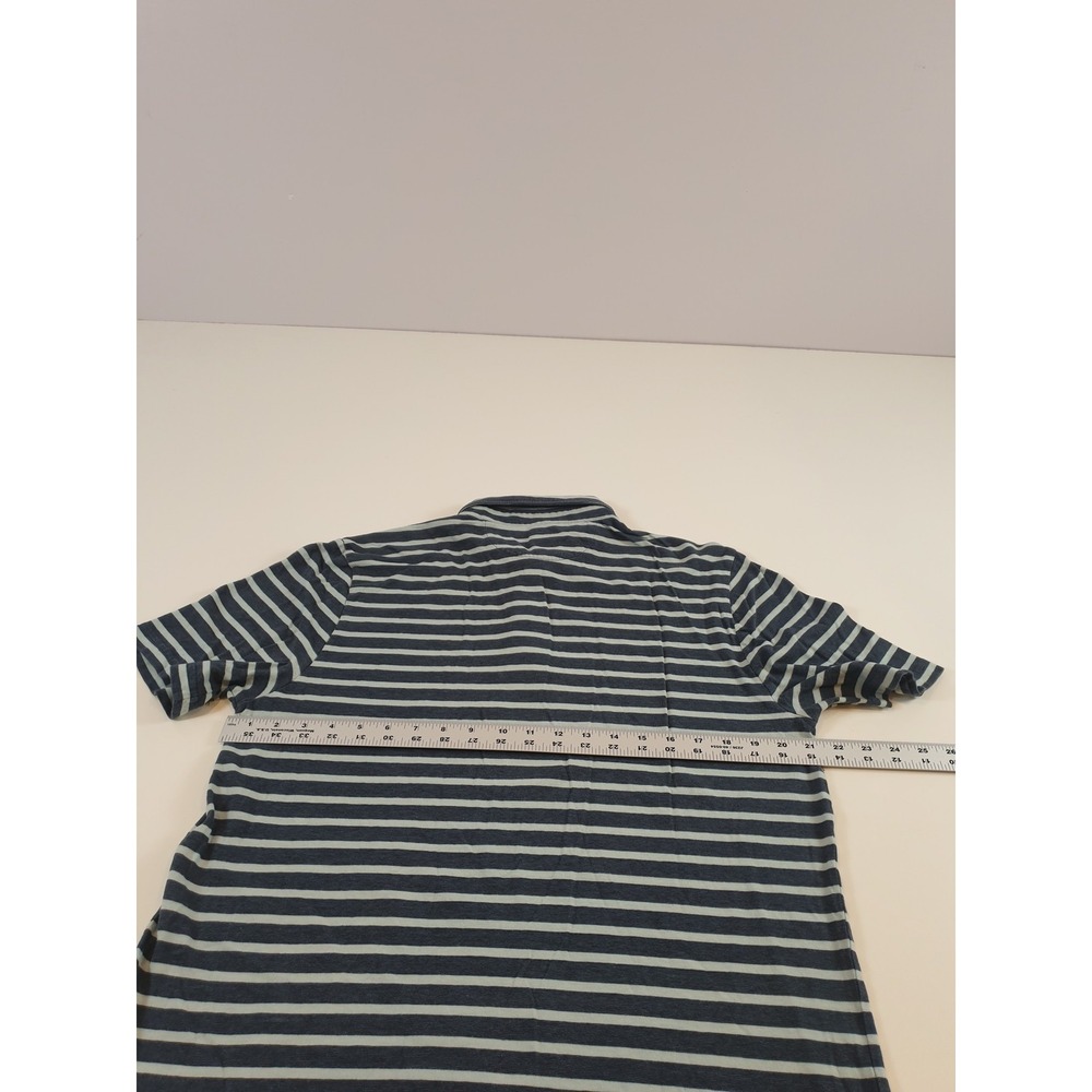 Faherty Polo Shirt Mens Large Blue White Stripe Isle Polo Short Sleeve Cotton - Picture 8 of 13